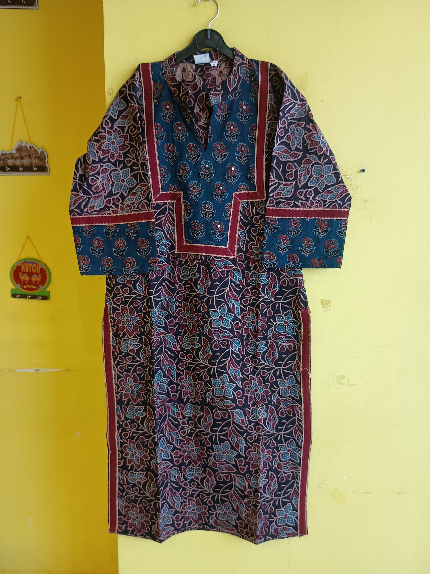 "Cheena" yellow Natural cotton coller neck kurti