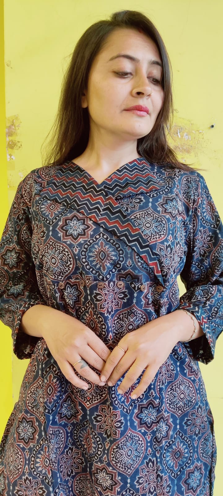 *Ashwini*Natural handblock cotton kurti pant co-ord set