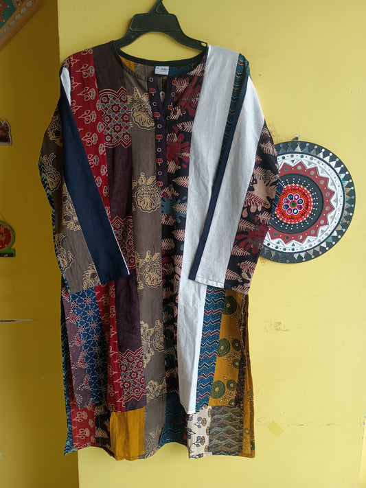 *Aarohi* Natural multi patti work high low unisex kurta