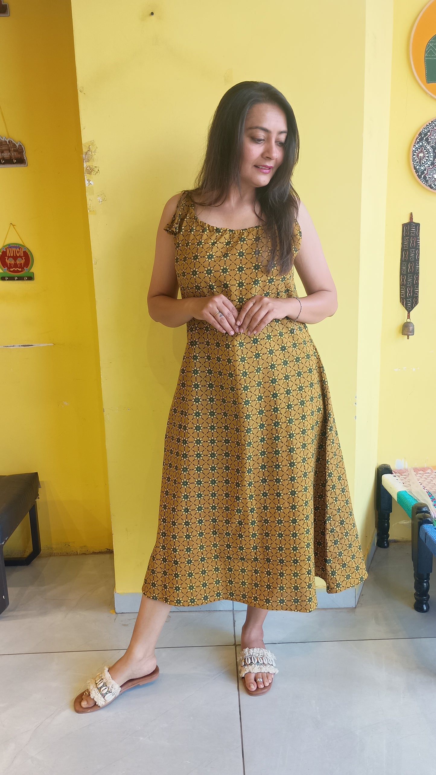 L*Dulari*natural handblock cotton drawstring kurti