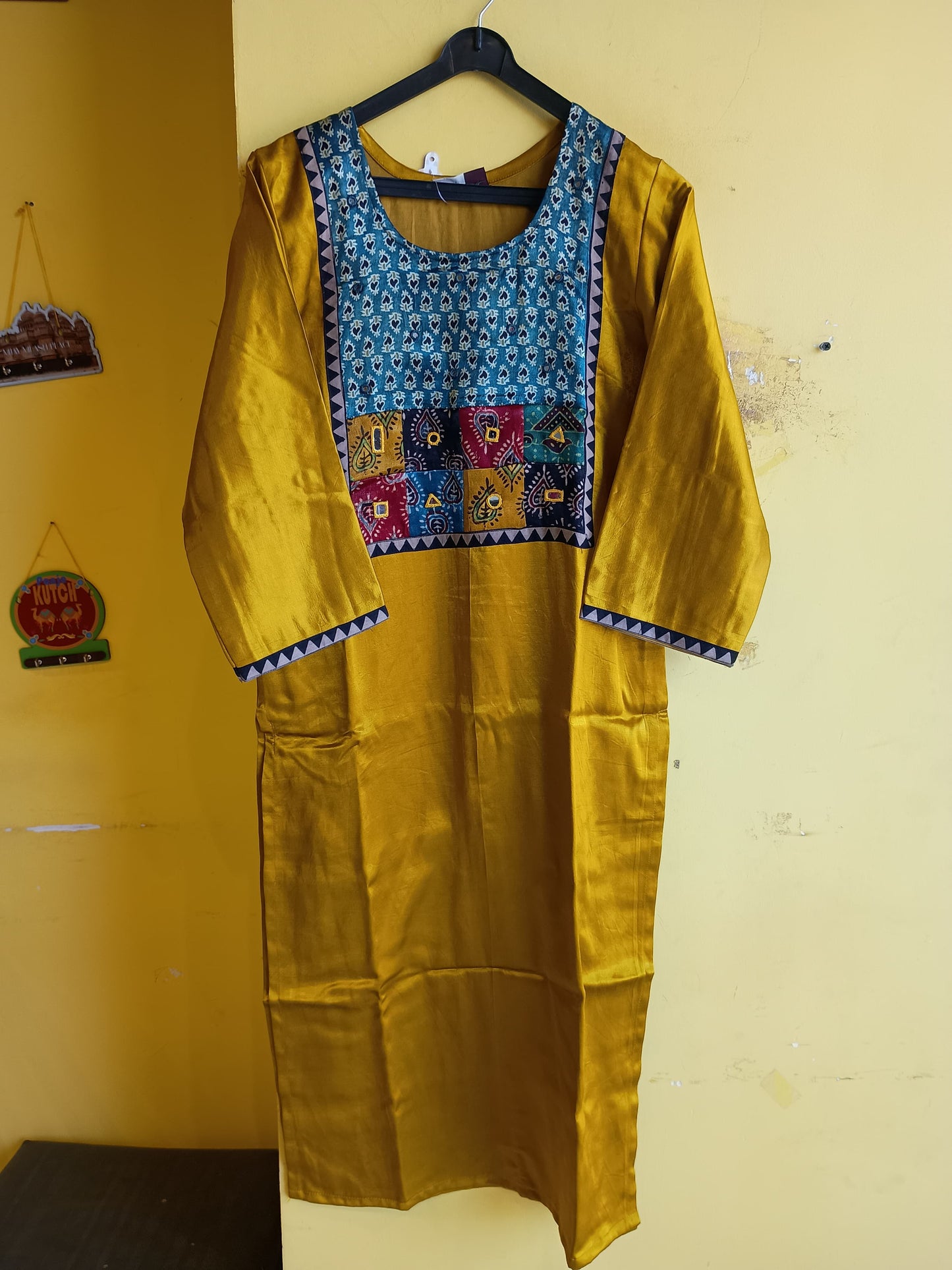 *Sanchita* mashroo mirror work long straight kurti