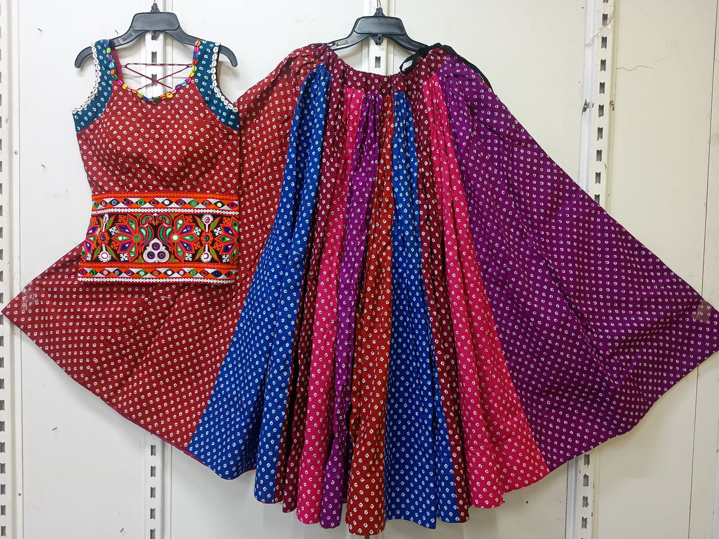 *Suhani*Navratri special full flair bandhni skirt with kamkha style blouse set