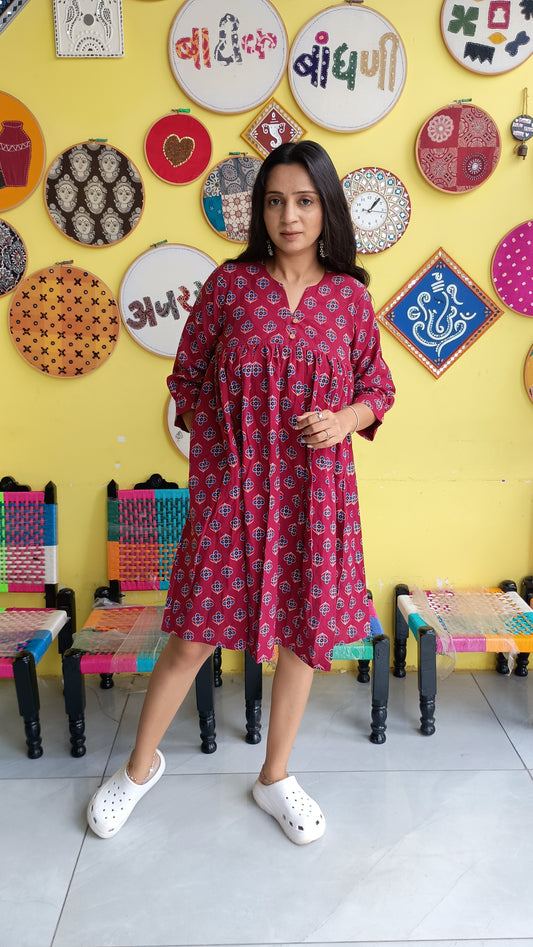 "Ridham" Semi Natural frock style short kurti