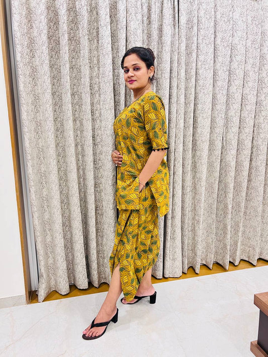 'Mayra' mustard yellow Natural cotton co-ord set