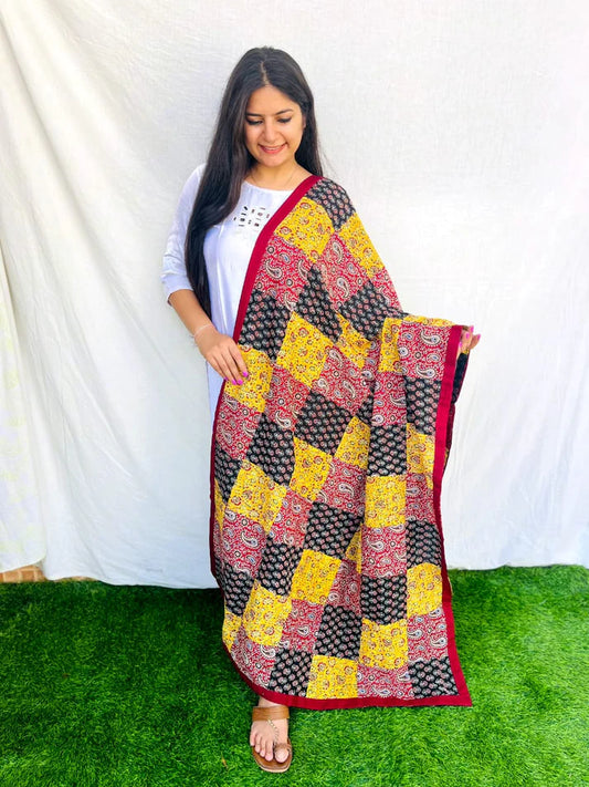 Multi Patch Work Long Dupatta: A Timeless Piece of Elegance from The Yellow Bells