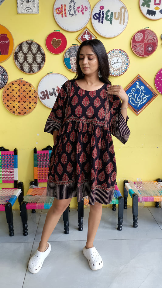 "Jessica"New  Ajrakh handblock cotton one piece