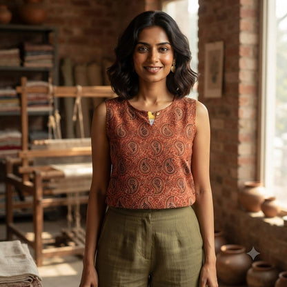AJRAKH HANDBLOCK CROP TOP