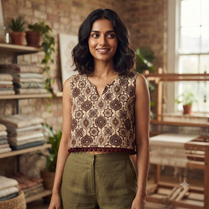 AJRAKH HANDBLOCK CROP TOP
