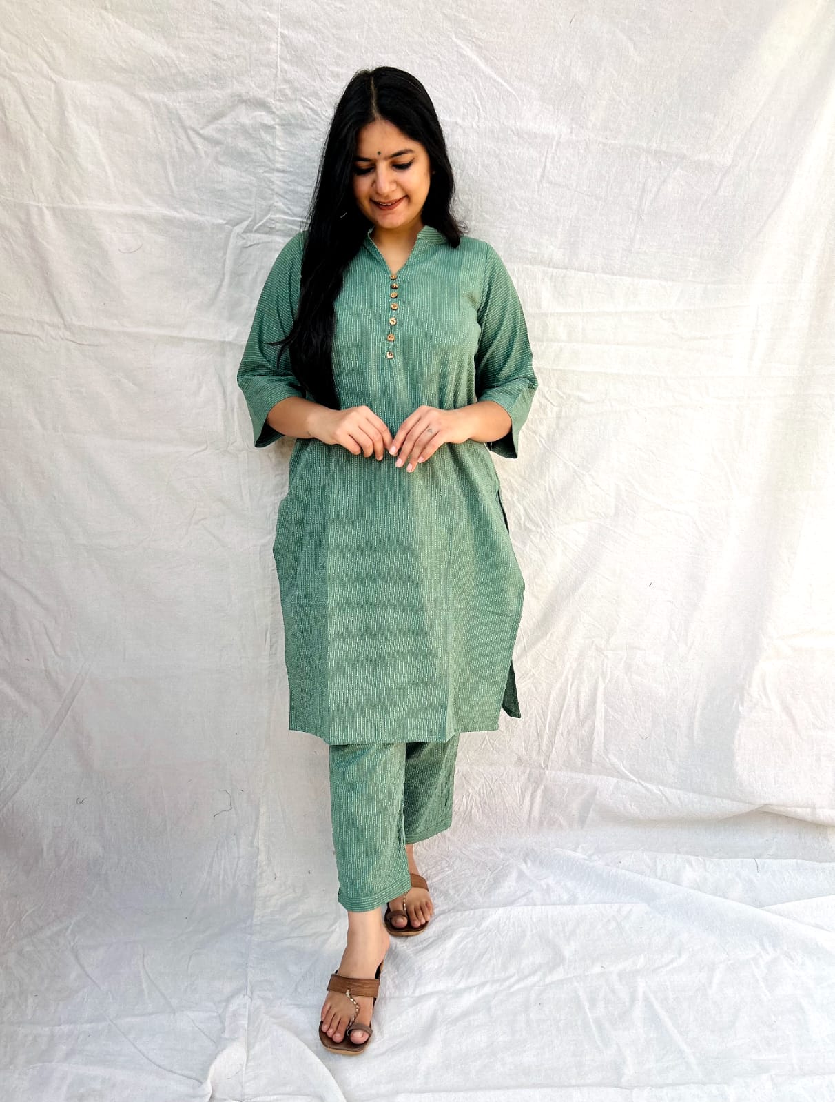 PLAIN KATHA COTTON CO-ORD SET