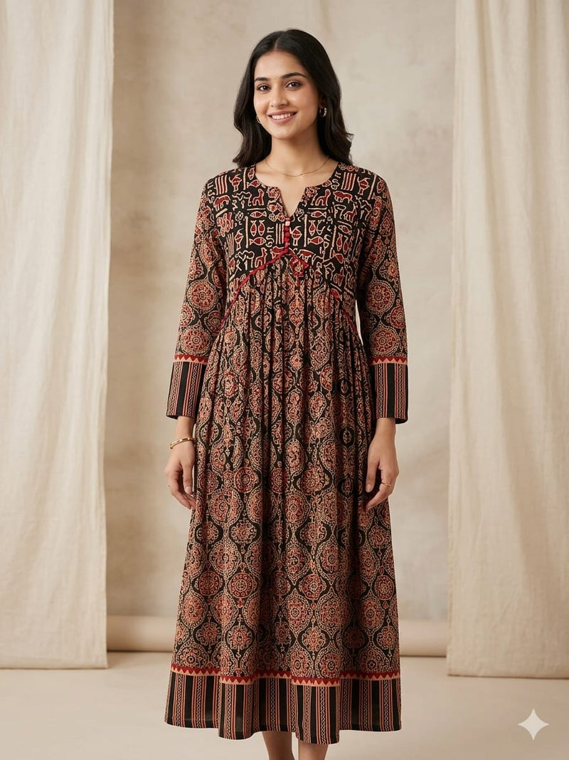 AJRAKH ALIA CUT KURTI