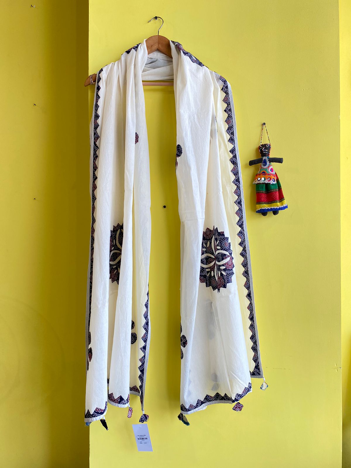 "Khyati" Cotton long katha & applique work dupatta