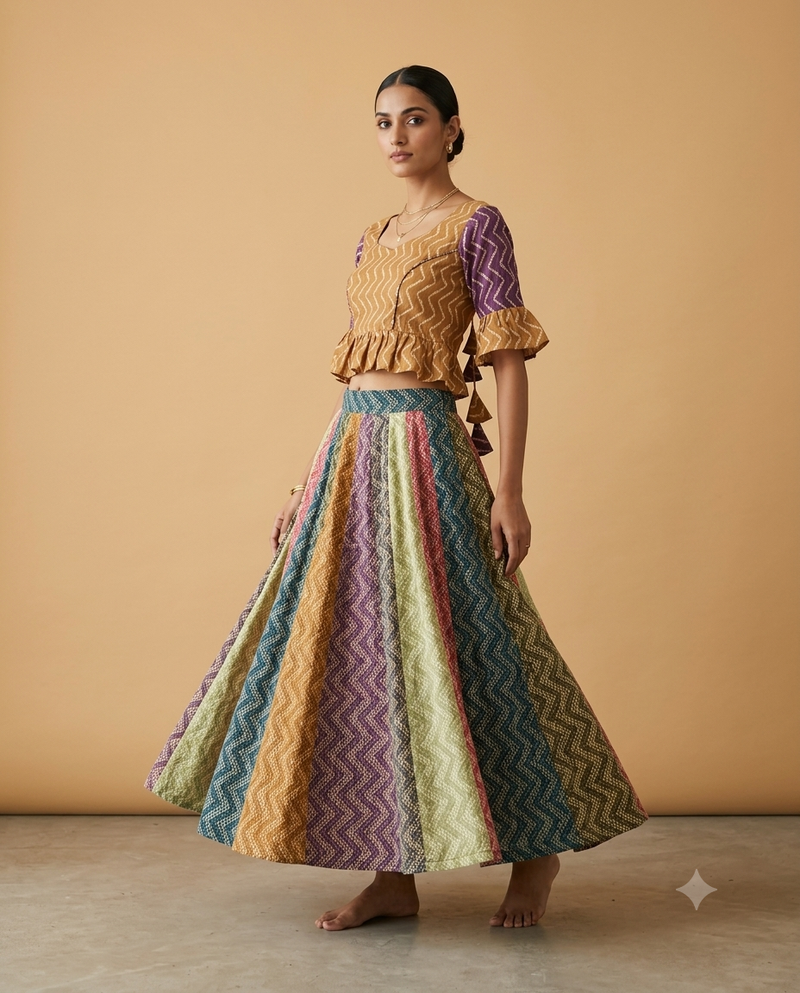KATHA PRINTED KALI SKIRT