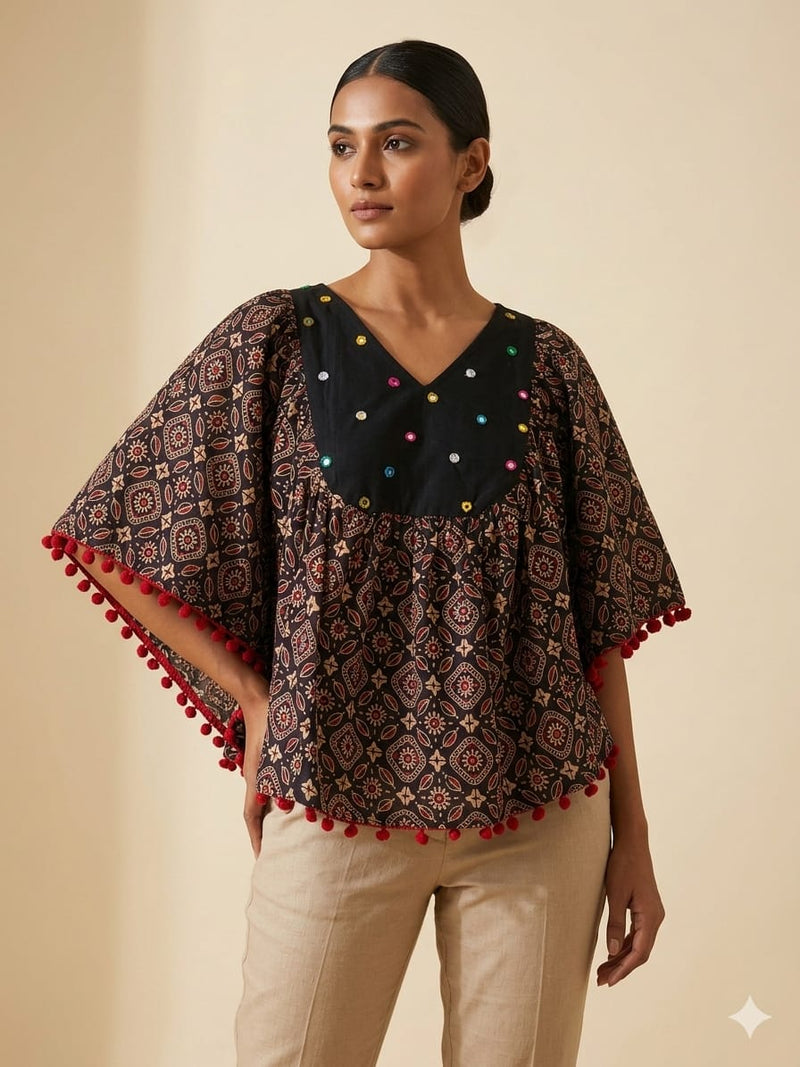 AJRAKH POCHO KAFTAN TOP