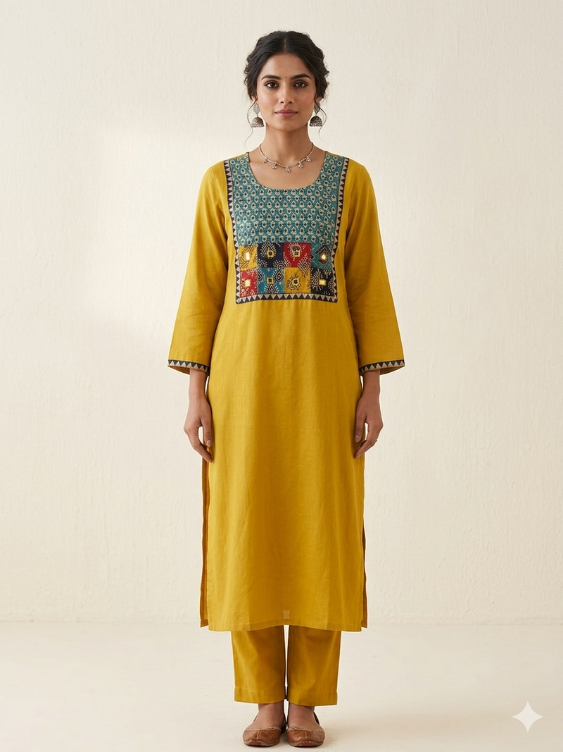 MASHROO SILK MIRROR WORK KURTI