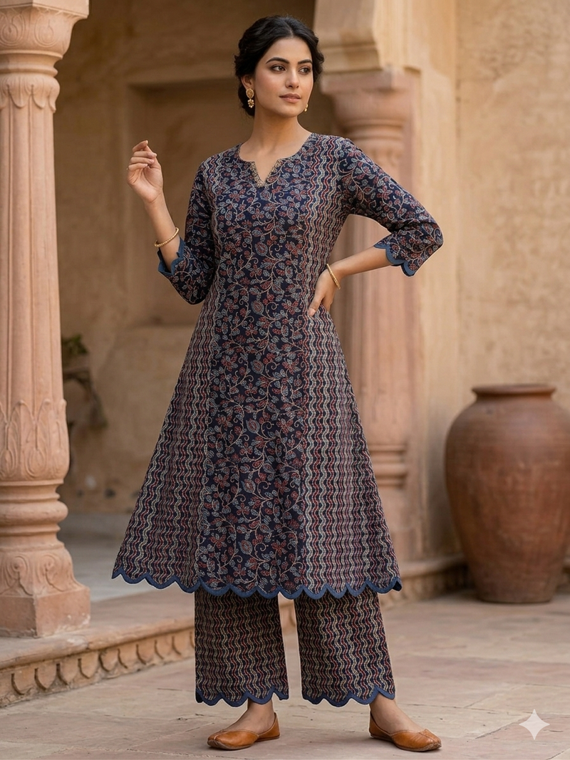 NATURAL KURTI PLAZO SET