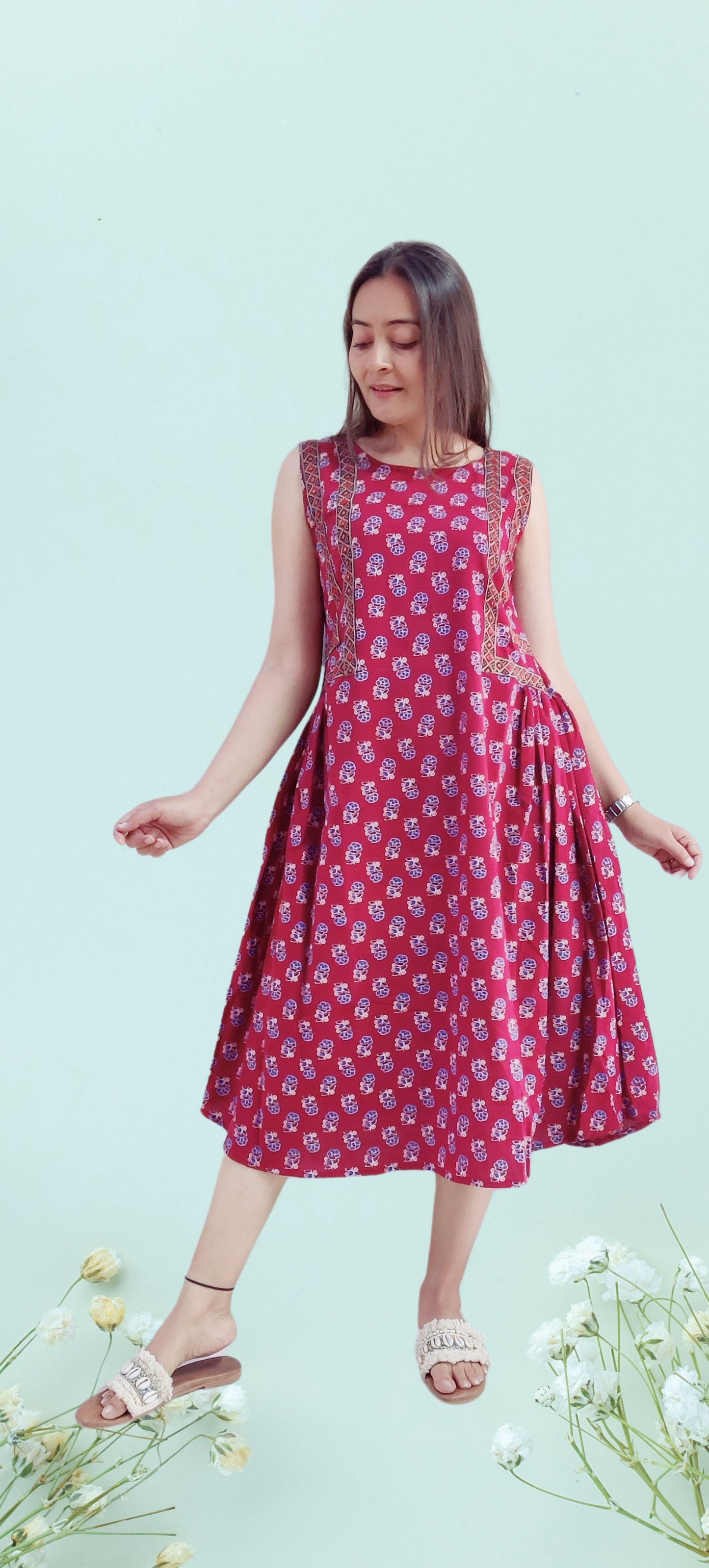 "ANERI"New semi natural frock style kurti