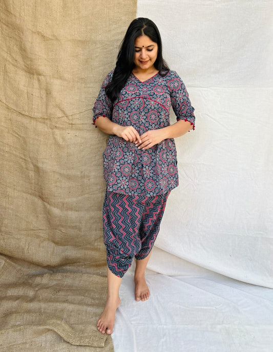 "ZOYA" Semi natural printed cotton co-ord set