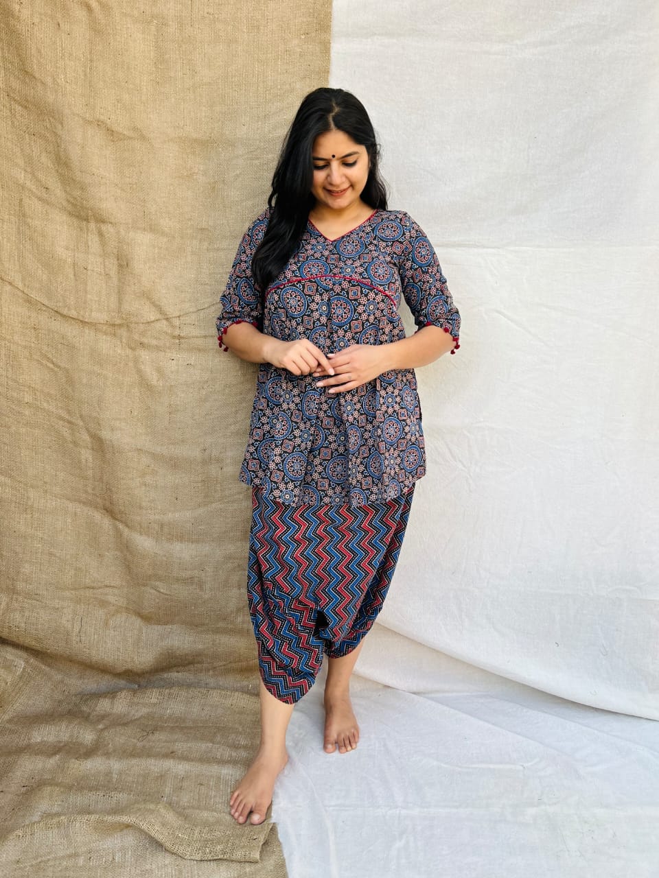 "Zoya"Pure Cotton dhoti style co-ord set