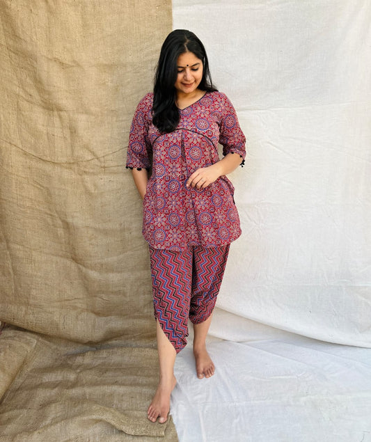 "ZOYA"Semi Natural cotton co-ord set