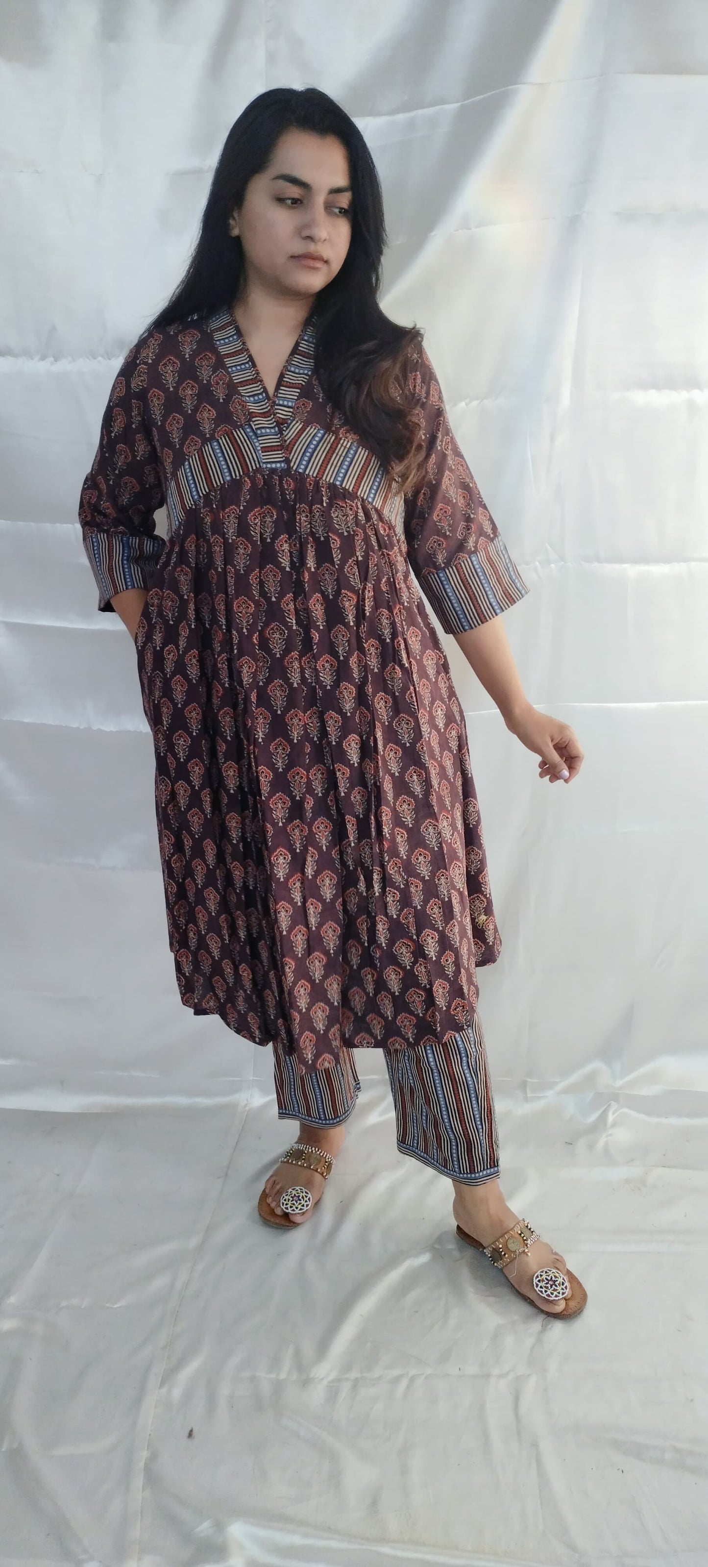 "RUHI" Natural alia cut kurti pant set