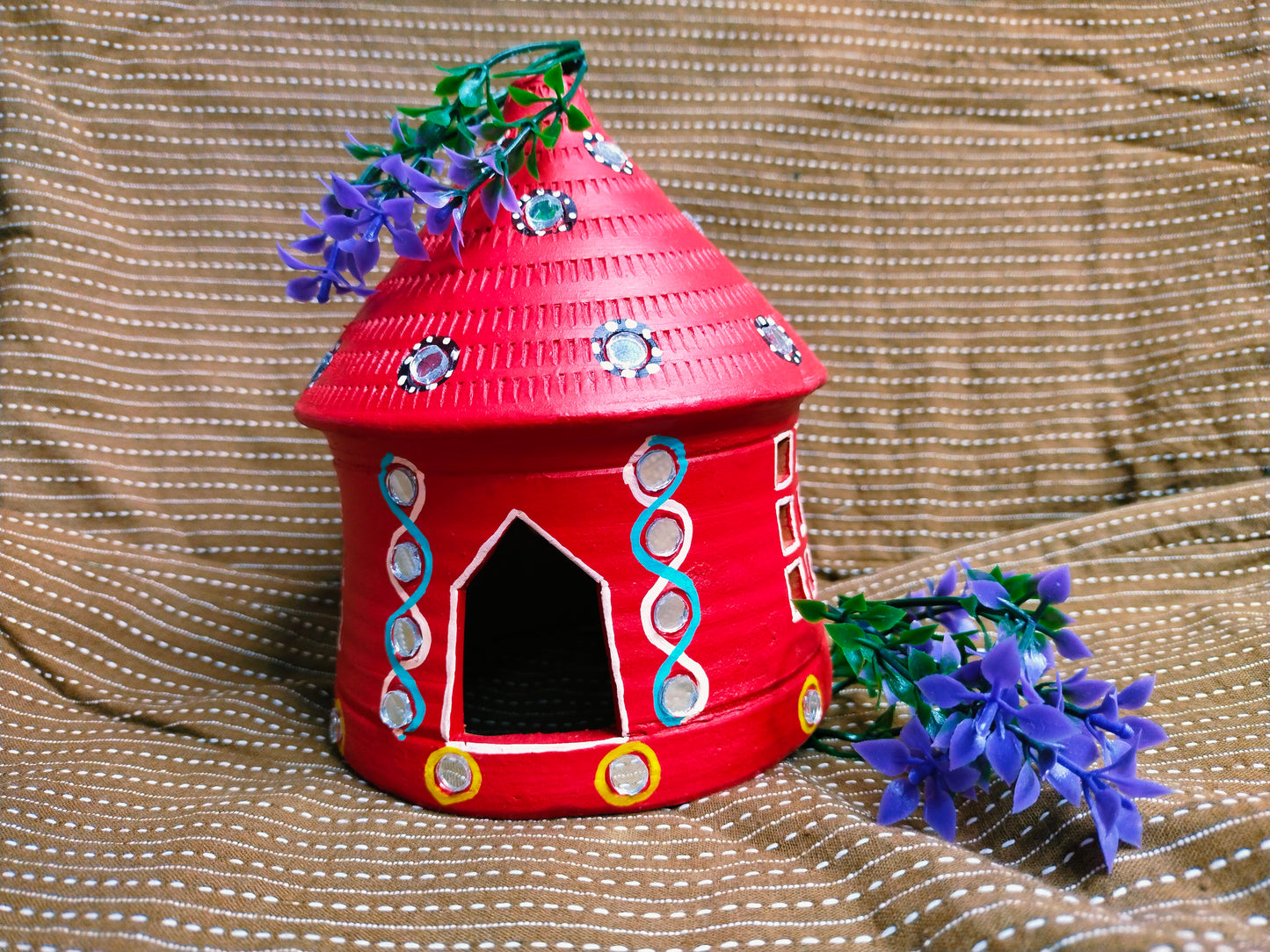 beautifully Hand made and hand printed terracotta huts