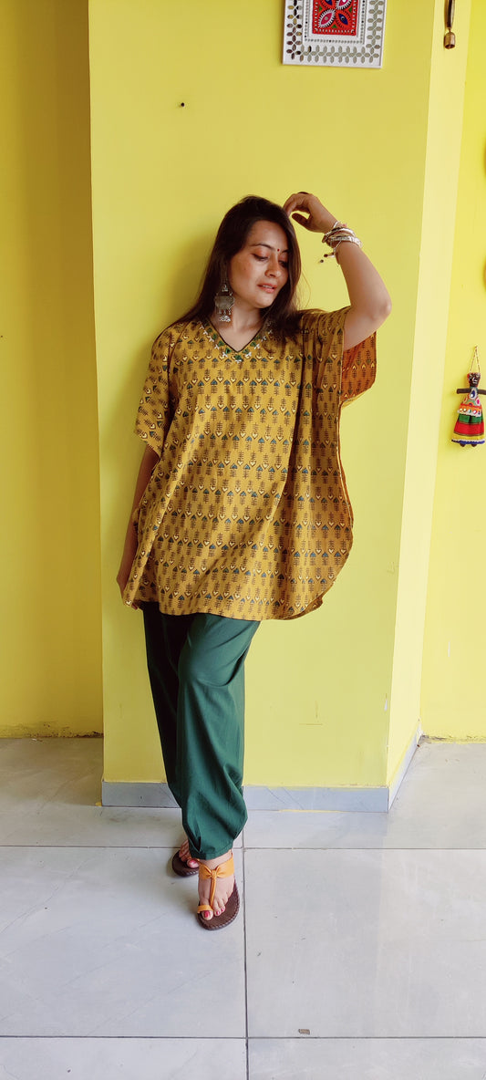 "Ankita" New Natural Cotton kaftan Co-ord set