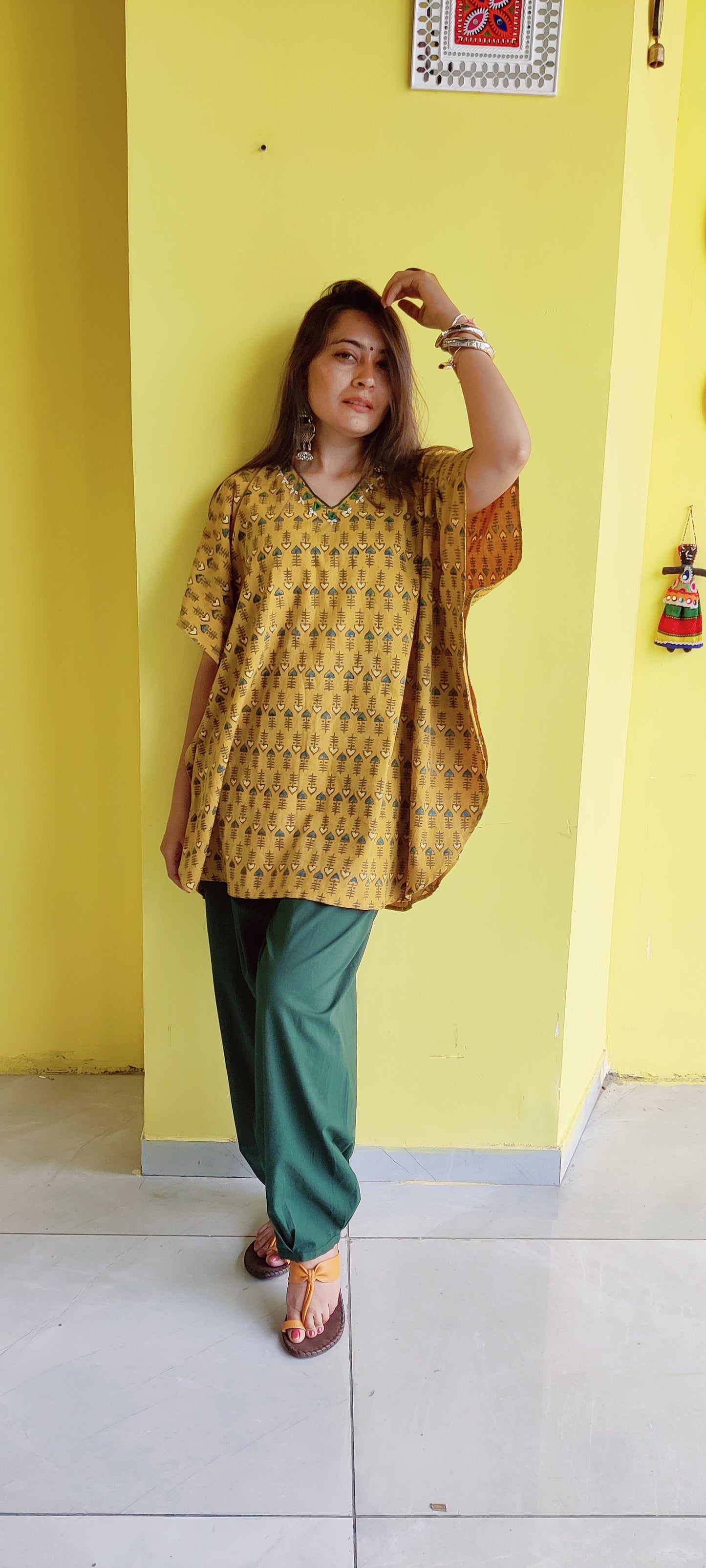 "Ankita" New Natural Cotton kaftan Co-ord set