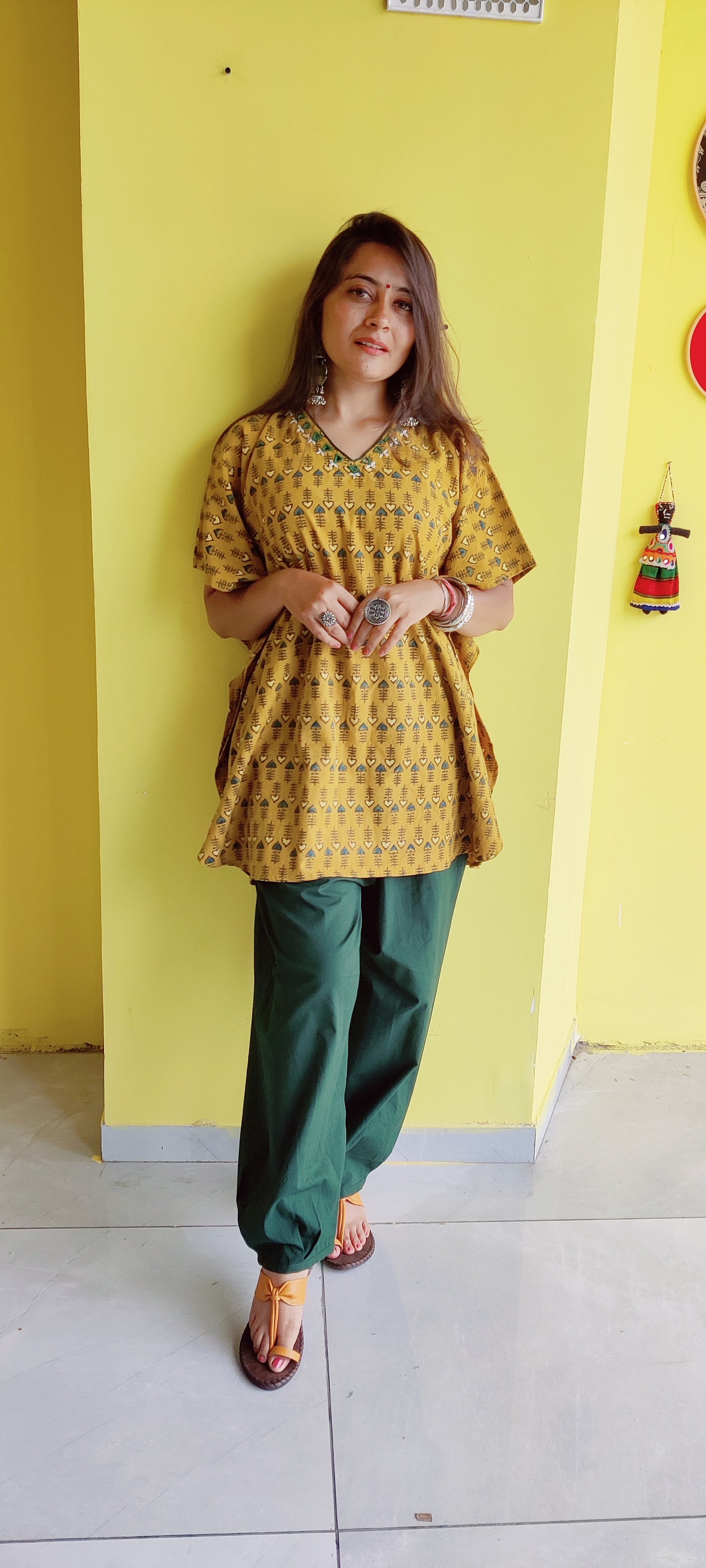 "Ankita" New Natural Cotton kaftan Co-ord set