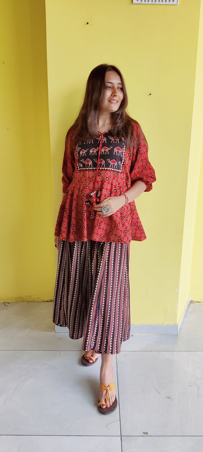 "Kulsum" Ajrakh handblock cotton co-ord set