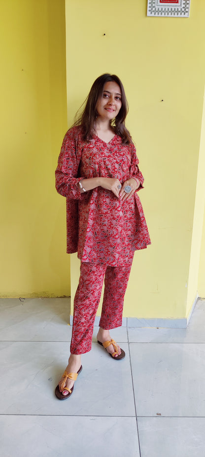 'Jinisha" Natural handblock cotton co-ord set