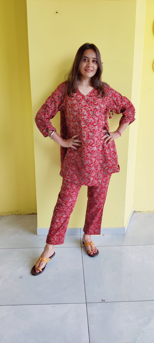 'Jinisha" Natural handblock cotton co-ord set