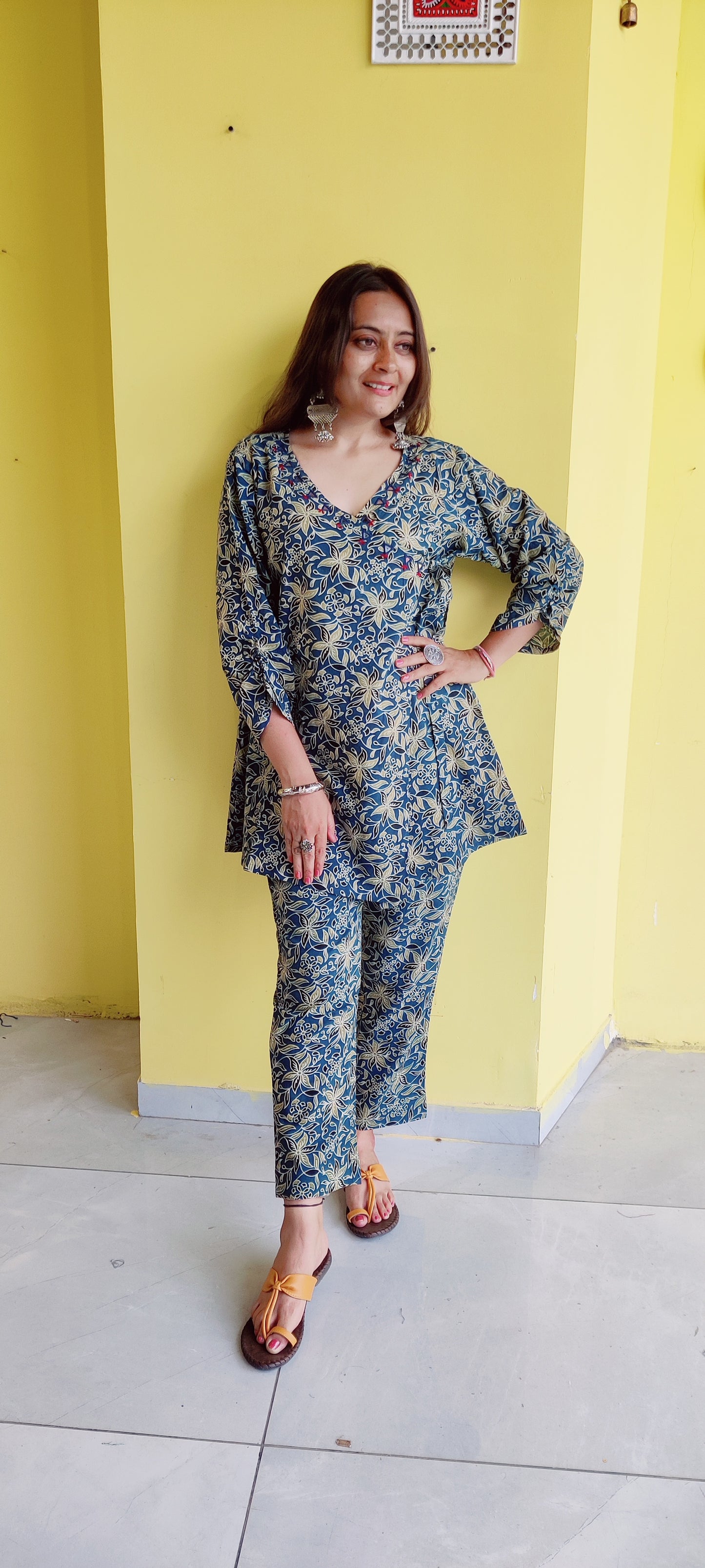 "Jinisha" Natural cotton kedia style co-ord set