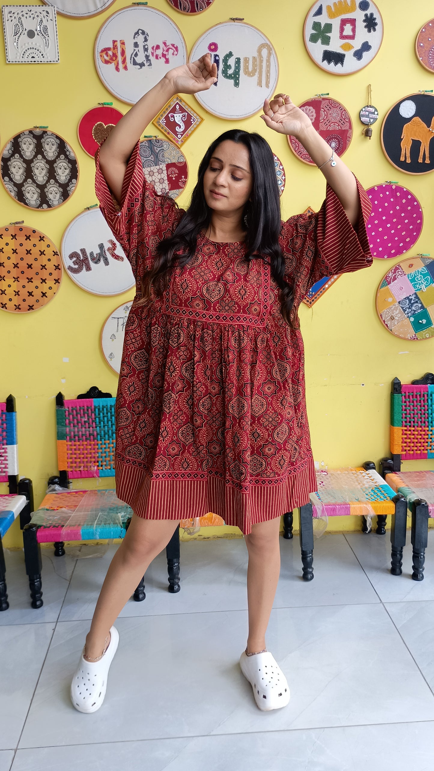 "Jessica"New  Ajrakh handblock cotton one piece