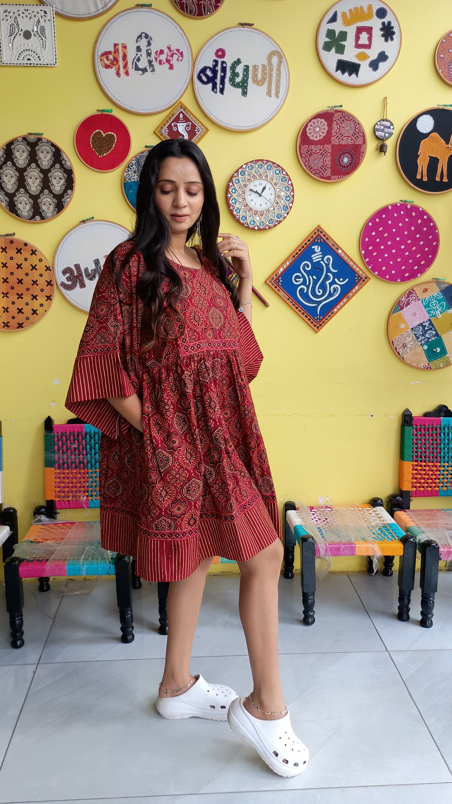 "Jessica"New  Ajrakh handblock cotton one piece