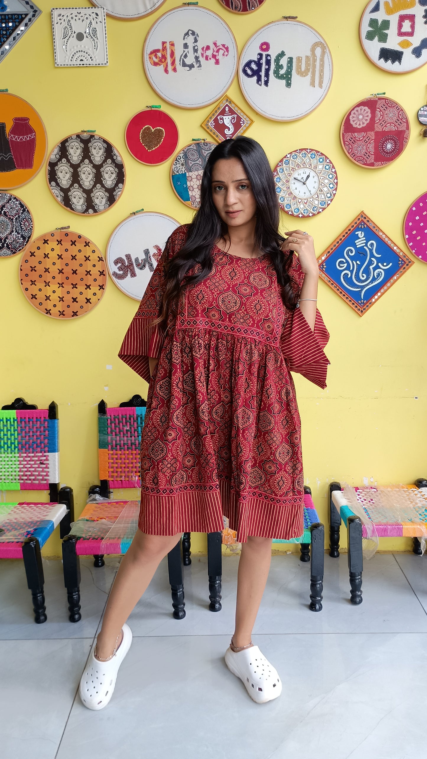 "Jessica"New  Ajrakh handblock cotton one piece