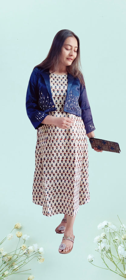 "NITYA" New mashroo printed kurti with jacket set