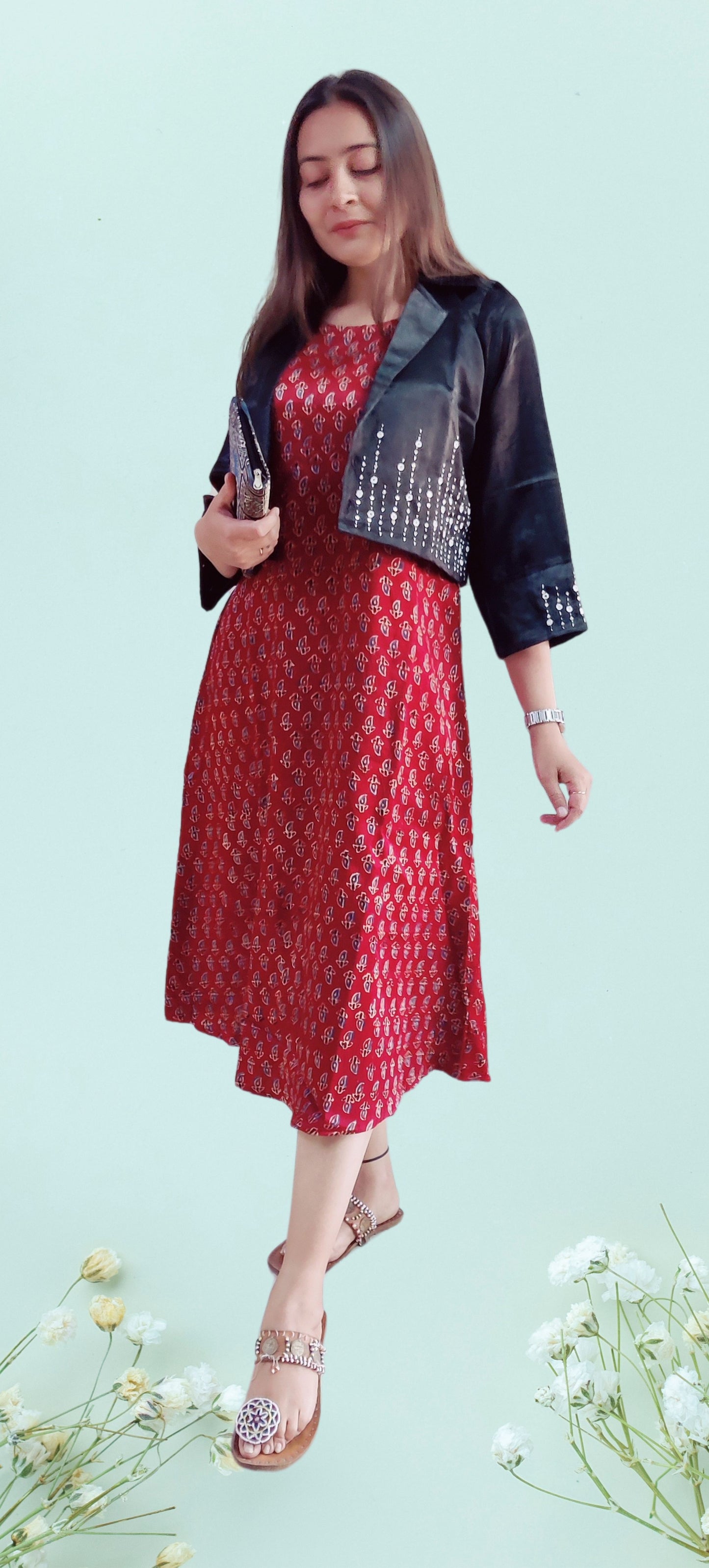 "Nitya" mashroo kurti with jacket set