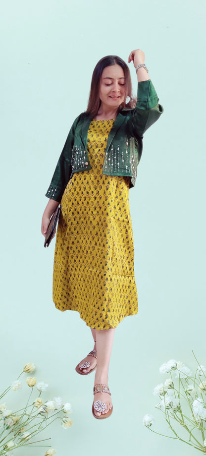 "Nitya" Mustard & yellow kurti jacket set