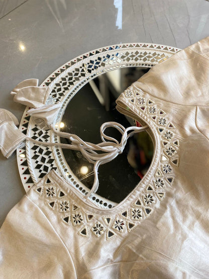 "Rubi"Off White mirror work Blouse