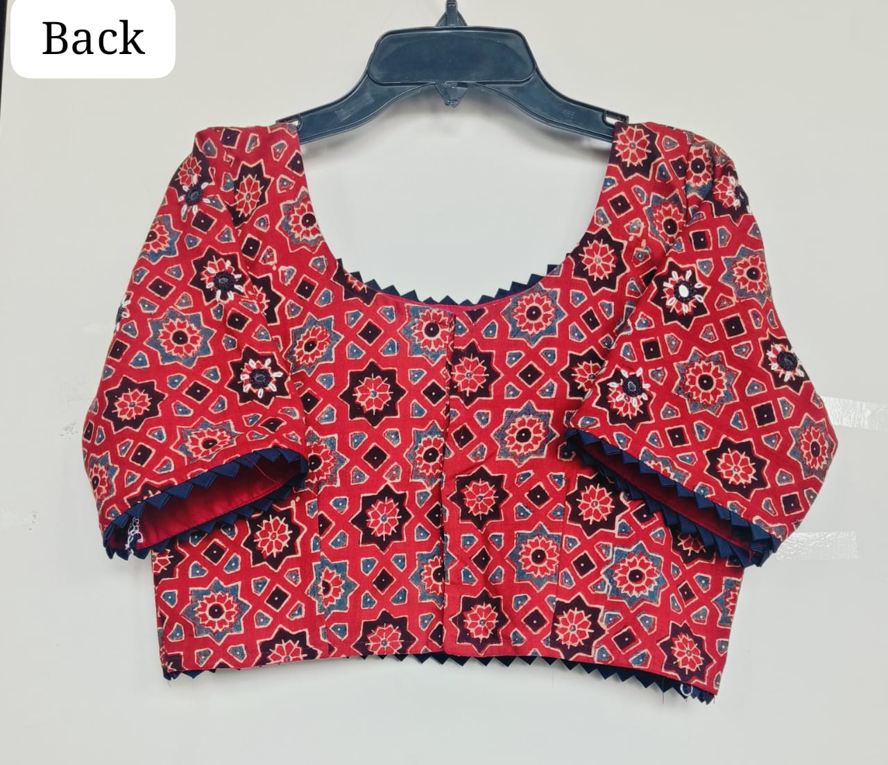 "Veeha" Natural handblock cotton mirror work blouse