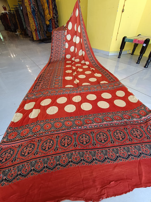 ''Raahi'' Ajrakh print modal saree