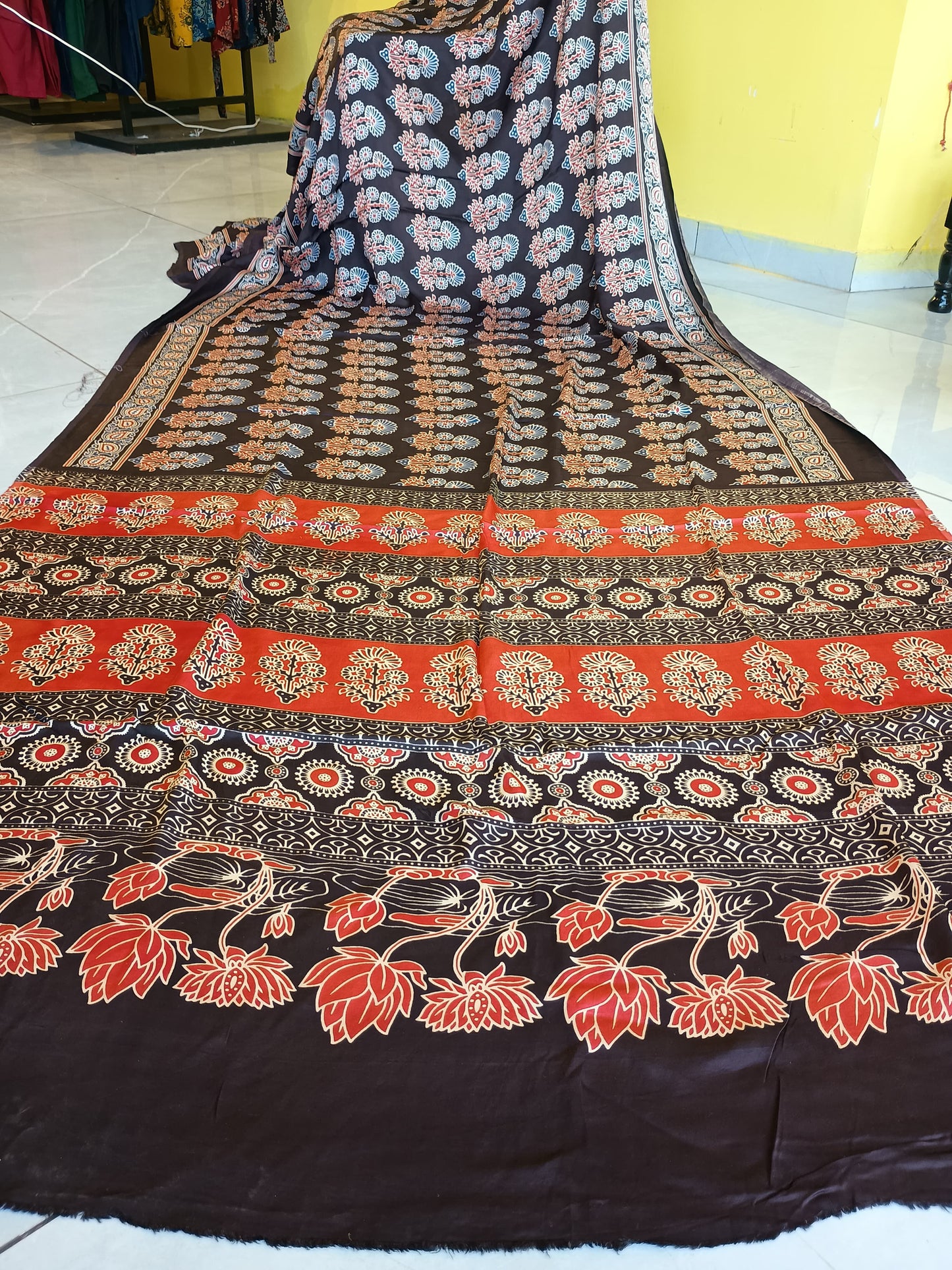 ''Raahi'' Ajrakh print modal saree