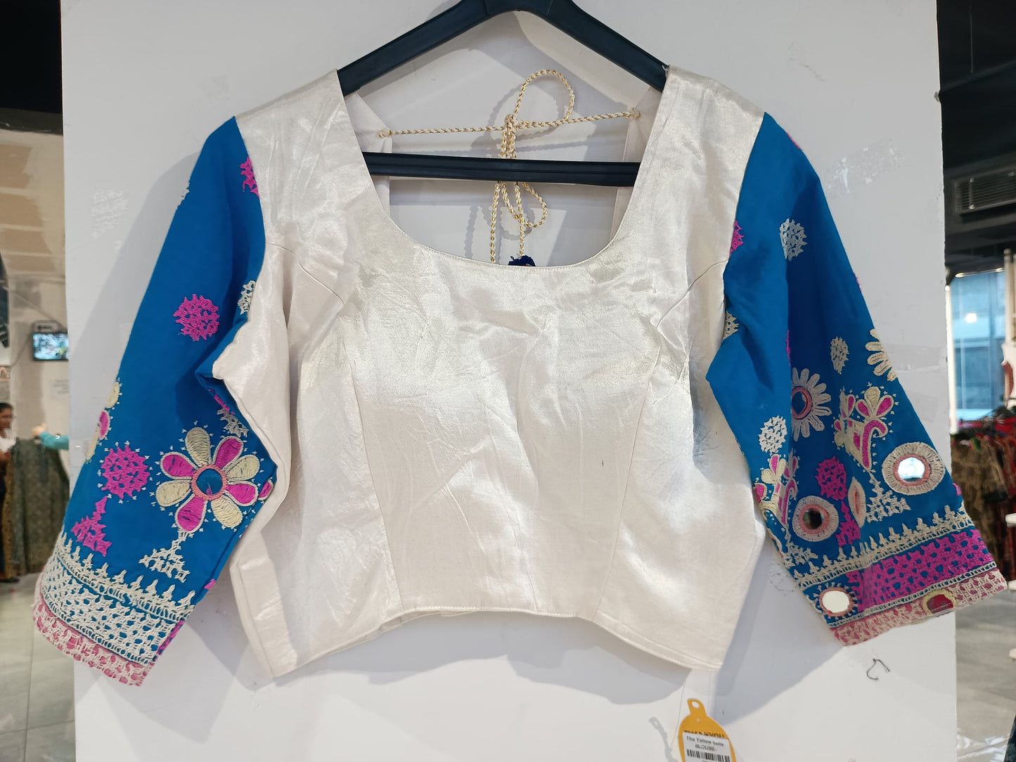 "Yogita" New white mashroo handwork blouse