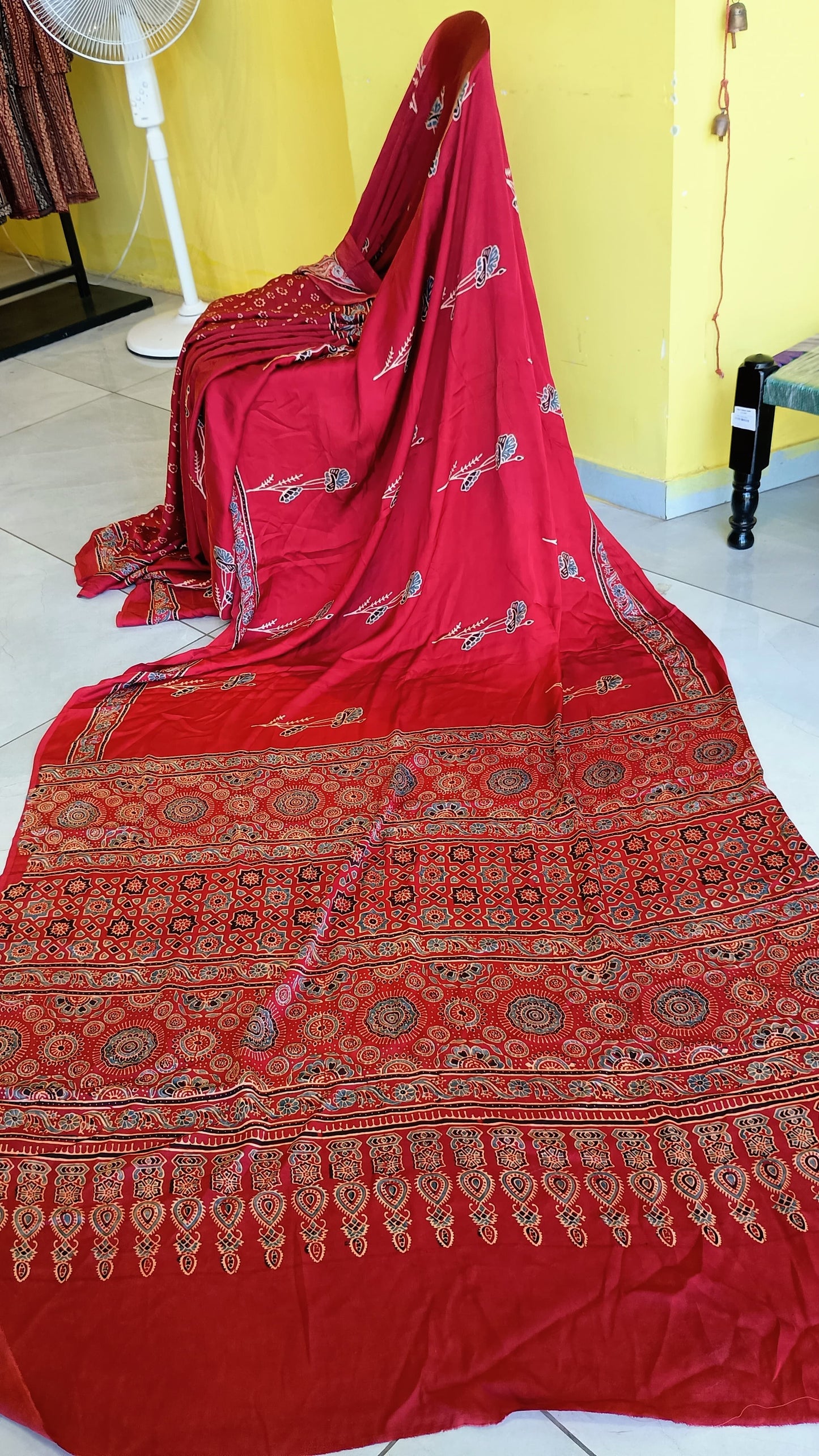 ''Prachi'' ajrakh dying hand blouck saree