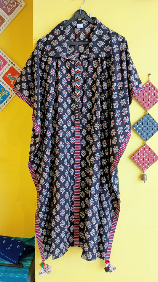 "Kia" New natural handblock cotton kaftan