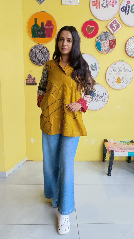"Vidya"  Pure cotton multi patti sleeves shirt