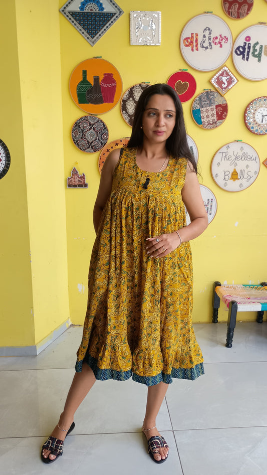 "Raavi" Mustard  Natural cotton one piece