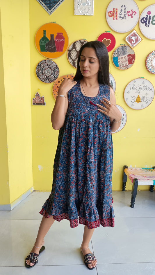 "Raavi" Blue Natural cotton one piece