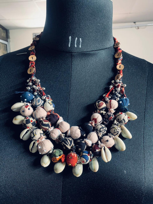 New handmade potli buttons neckpiece