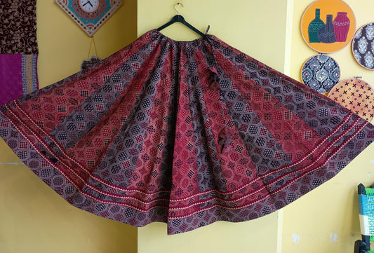 "Ragini" New Ajrakh handblock cotton kali skirt